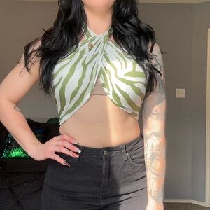 SHEIN Olive Zebra Print Women's Tank Top